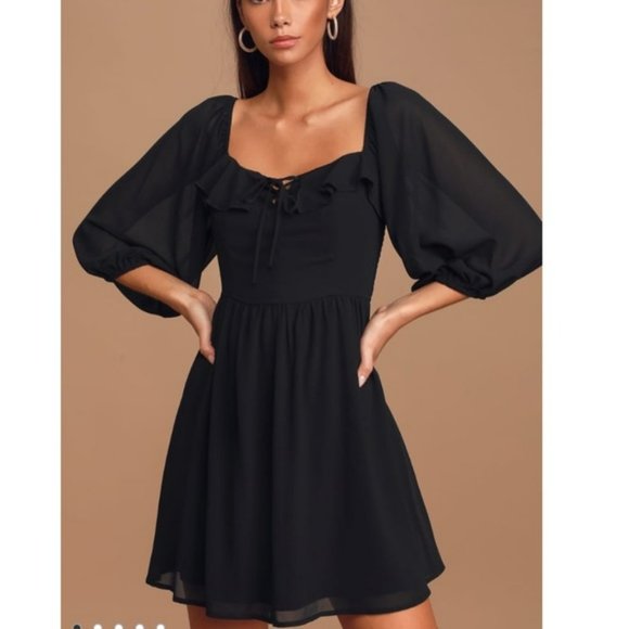 LULUS NEW Love Potion Black Smocked Mini Dress XS - Picture 1 of 4